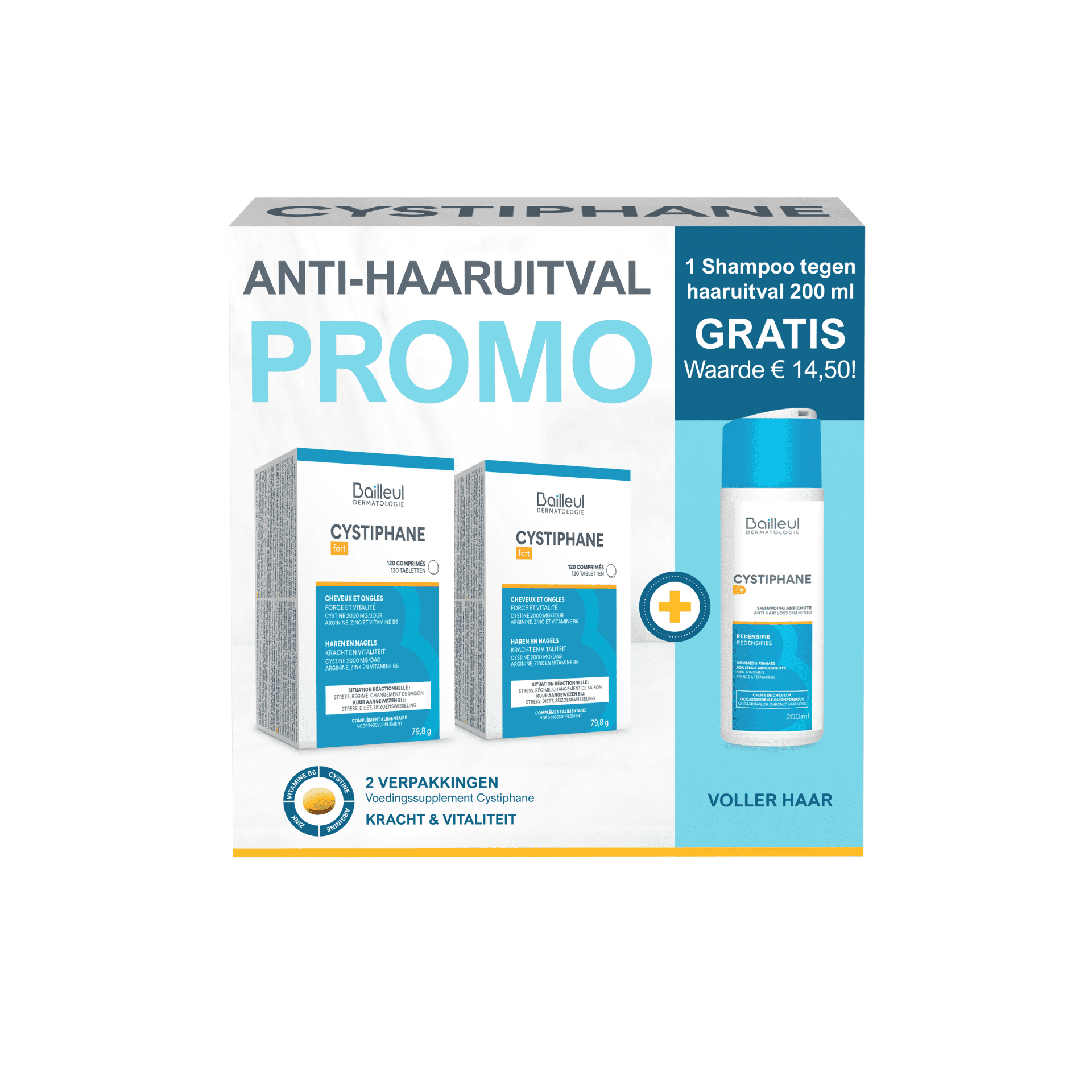 Cystiphane Fort 2 X 120 Tabletten + GRATIS Shampoo | Optiphar